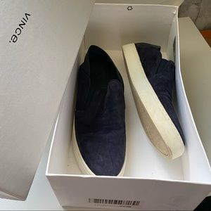 Vince Navy Suede Slip-On Sneakers